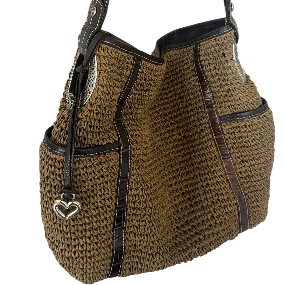 Brighton Embossed Floral Heart Leather Bag rattan classic larger purse newer